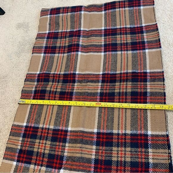 BANANA Republic camel brown navy blue red plaid check tartan fall winter scarf - Picture 4 of 5